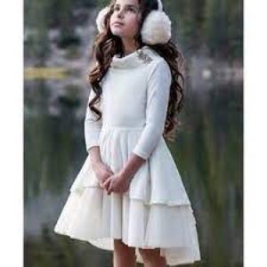 Cream velvet winter formal dress